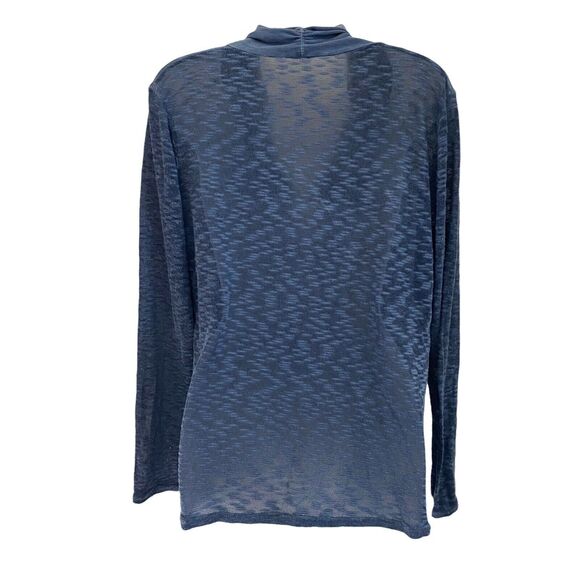 Lungo L'arno Medium Cardigan Sweater Blue Draped Open Front Thin - Picture 5 of 10